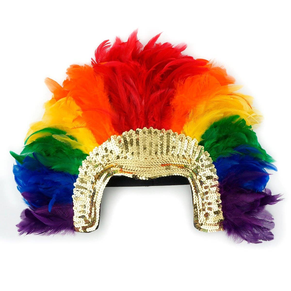 Feather Headdress Section With Sequins - Rainbow