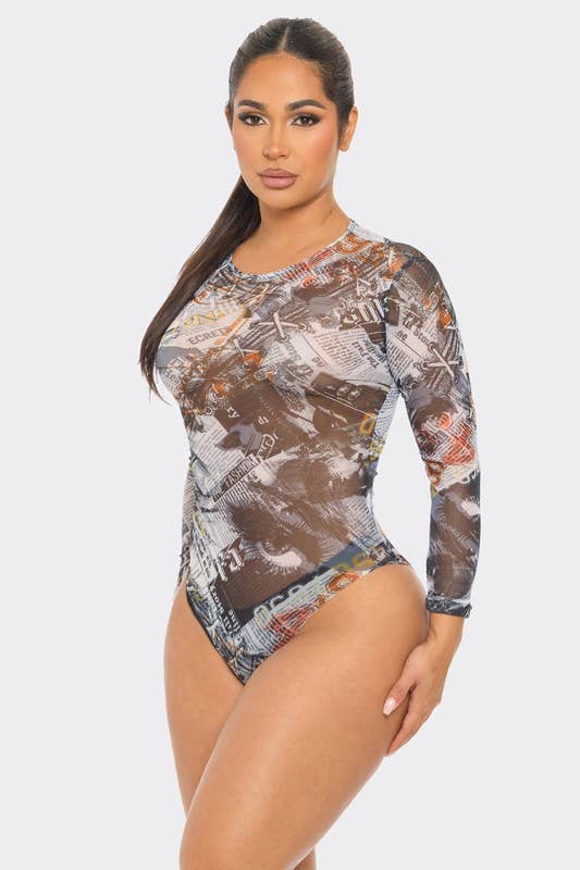 Mesh Bodysuit Print