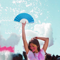 Glitter Sky Blue Small Hand Fan (Clear Handle)