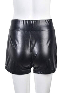 Lace up faux leather shorts