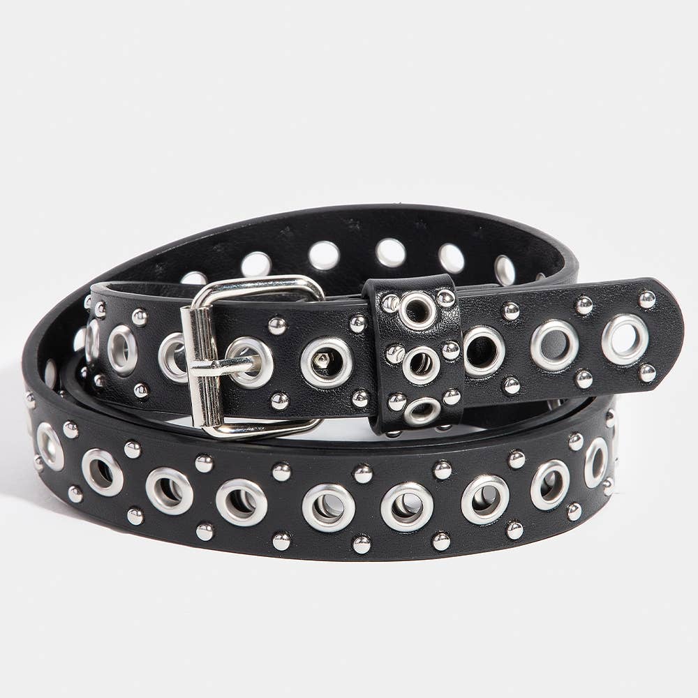 Studs And Grommet Vegan Leather Belt