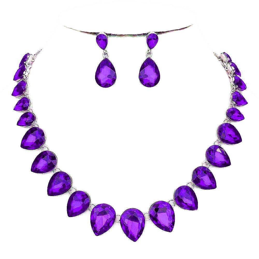 Pear Crystal Necklace Set