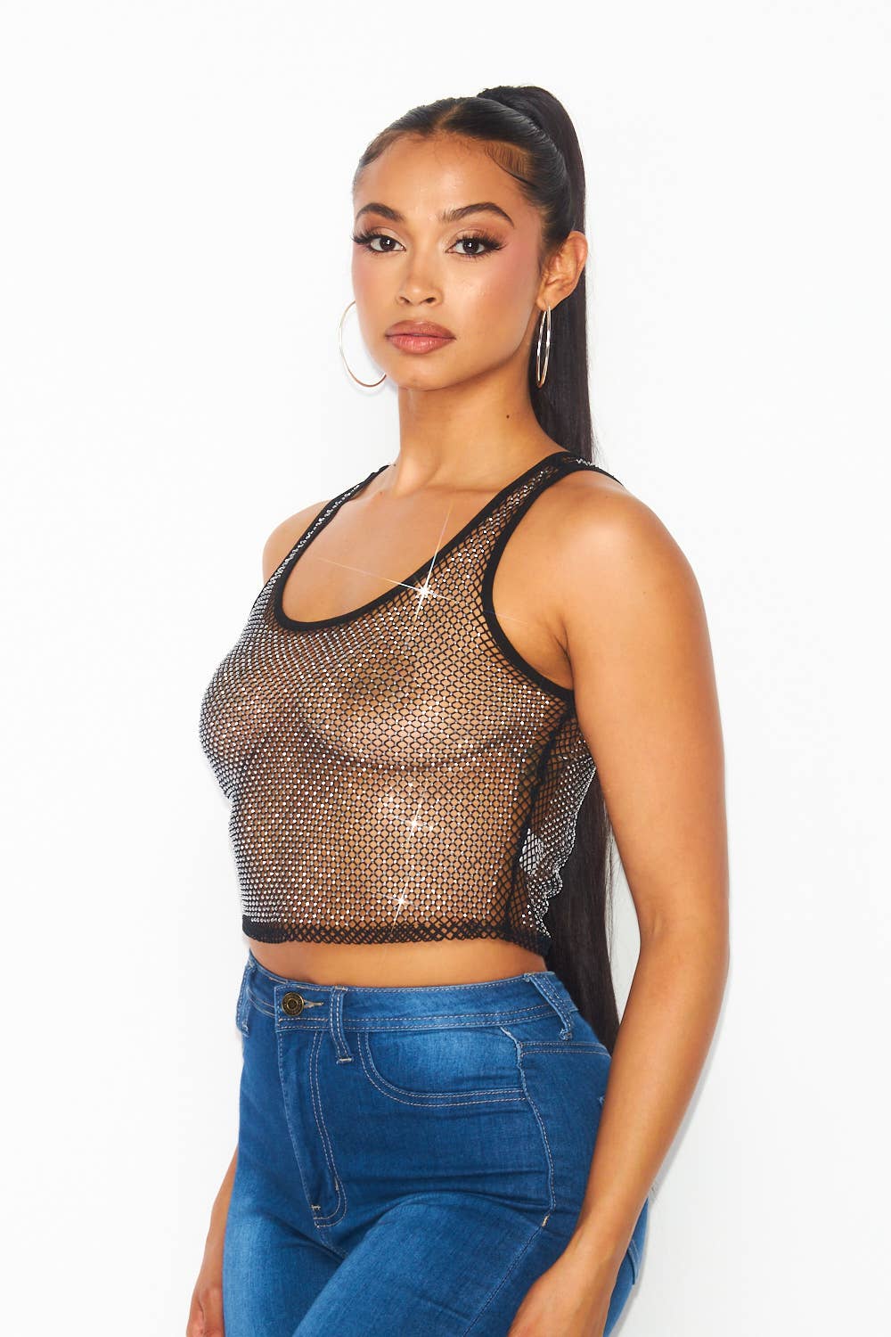 Rhinestone Cropped Tank
