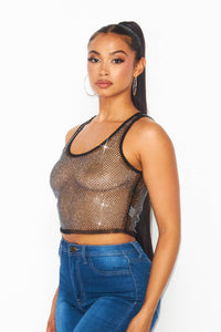 Rhinestone Cropped Tank