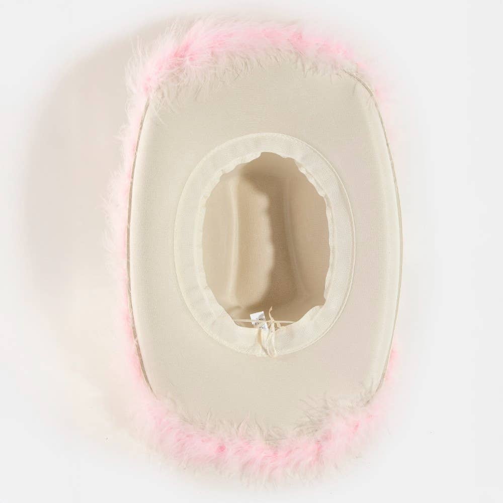 Feather Trim Fashion Cowboy Hat