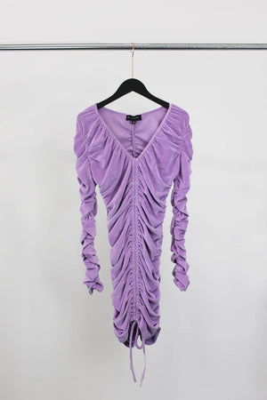 Ruched detail velour mini dress
