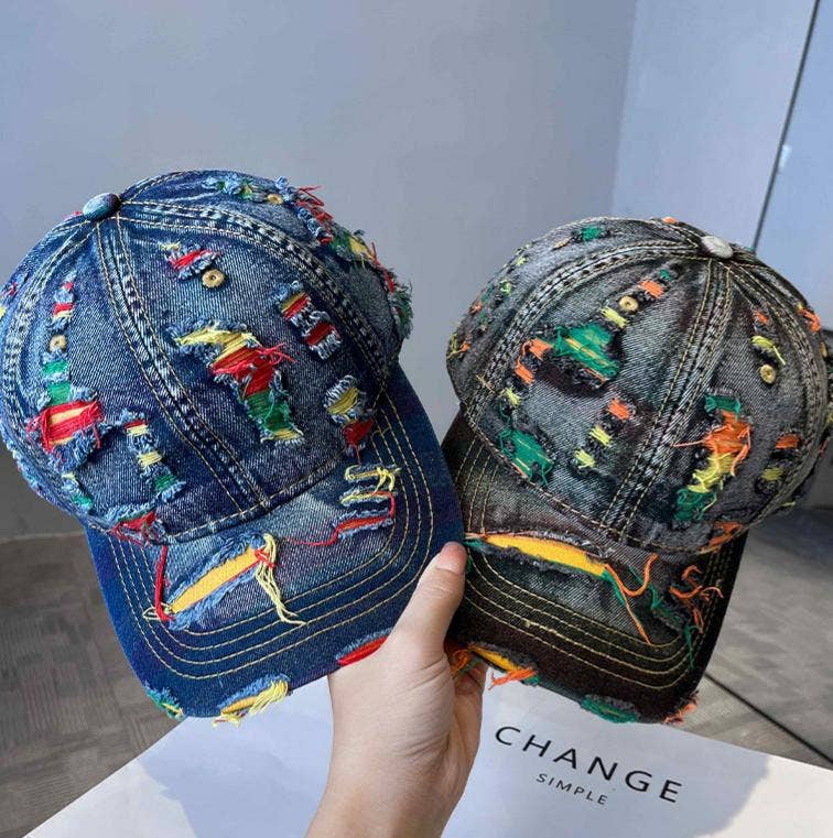 Ripped Denim Baseball Cap