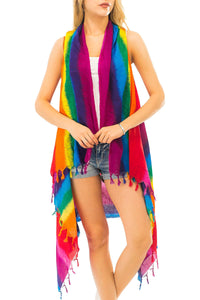 Rainbow Stripes Cooling Cotton Cover Up Vest