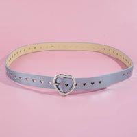 Heart Buckle Heart Punched Metallic Belt