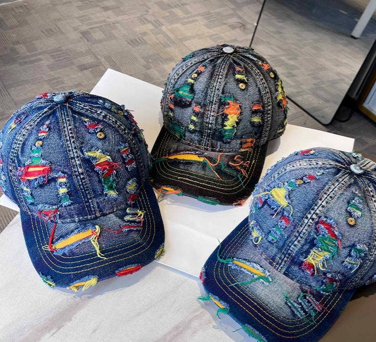 Ripped Denim Baseball Cap