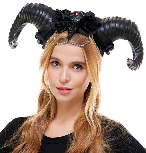 Black Crow Ram Horn Headpiece