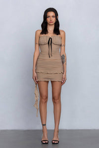 Mesh ruched tube top or mini skirt