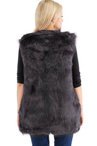 Satin Lined Shaggy Faux Fur Vest