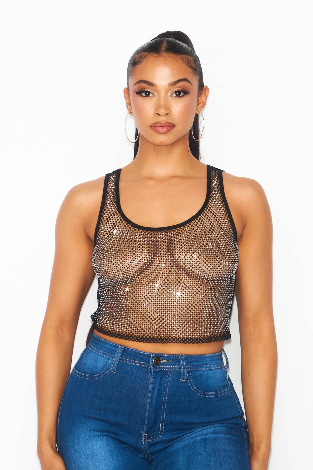 Rhinestone Cropped Tank