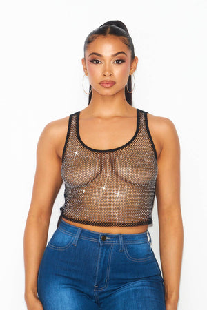 Rhinestone Cropped Tank