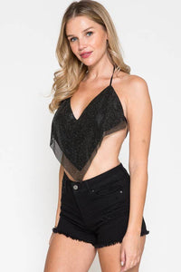 Crop Rhinestone Sexy Halter Bustier