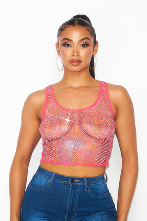 Rhinestone Cropped Tank