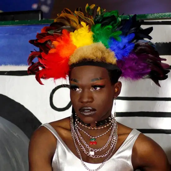 Rainbow Feather Mohawk-Coque