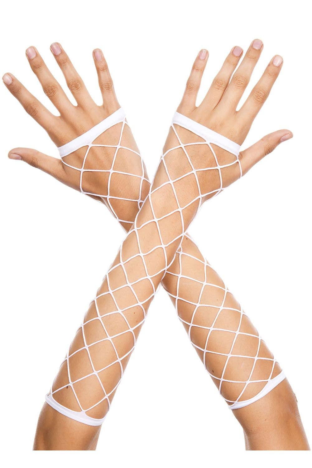 Music Legs Big Diamond Net Fingerless Arm Warmer