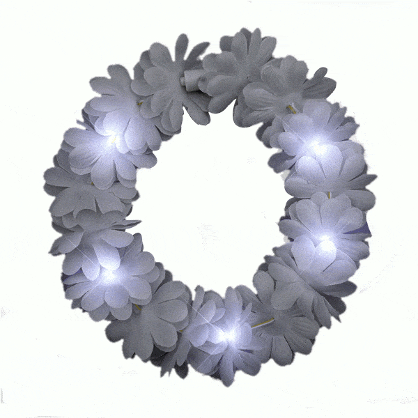 Light Up Flashing White Flower Crown Stretchy Headband