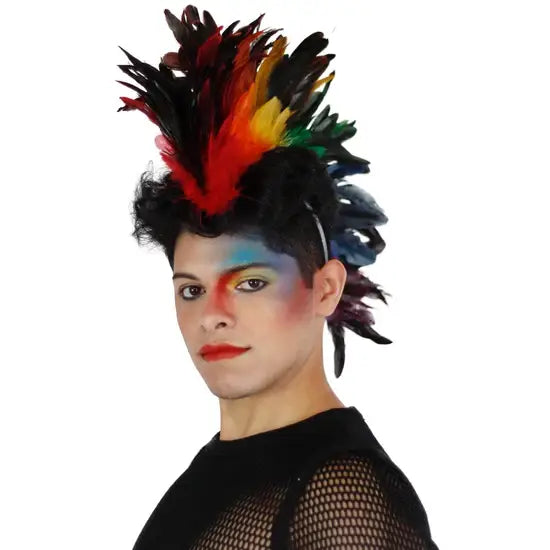 Rainbow Feather Mohawk-Coque