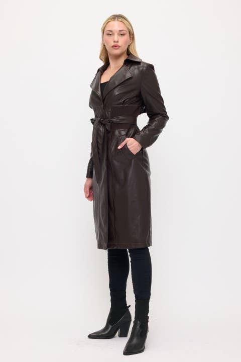 Neo Luxe Leather Trench
