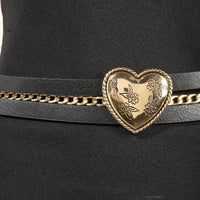 Concho Heart Faux Leather And Chain Belt