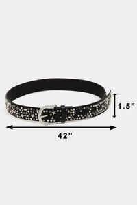 Metallic Stars And Stud Vegan Leather Belt