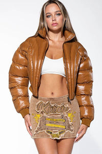 PINK CROP PUFFER JACKET