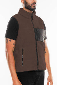 Mens Sleeveless Sherpa Fleece Zip Up Vest