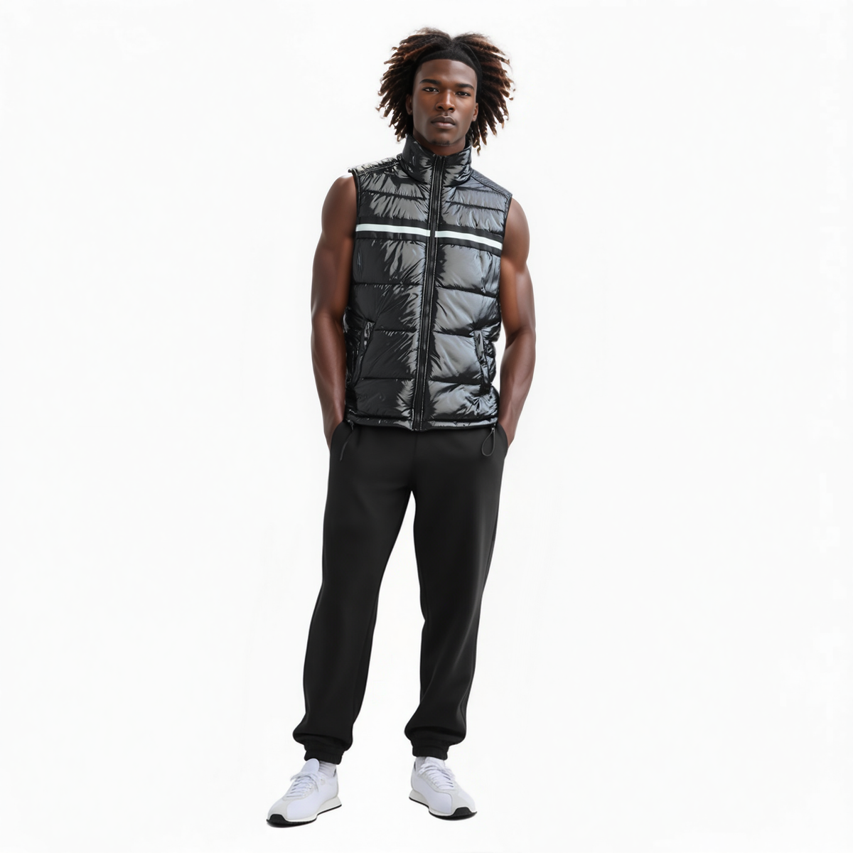 Konus Men's Zip-Up Puffer Vest In Black