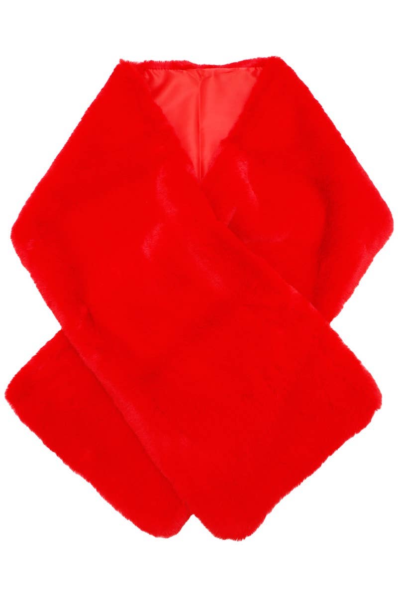 Lux Fluffy Faux Fur Satin Lined Stole Shawl Scarf