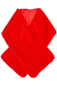 Lux Fluffy Faux Fur Satin Lined Stole Shawl Scarf