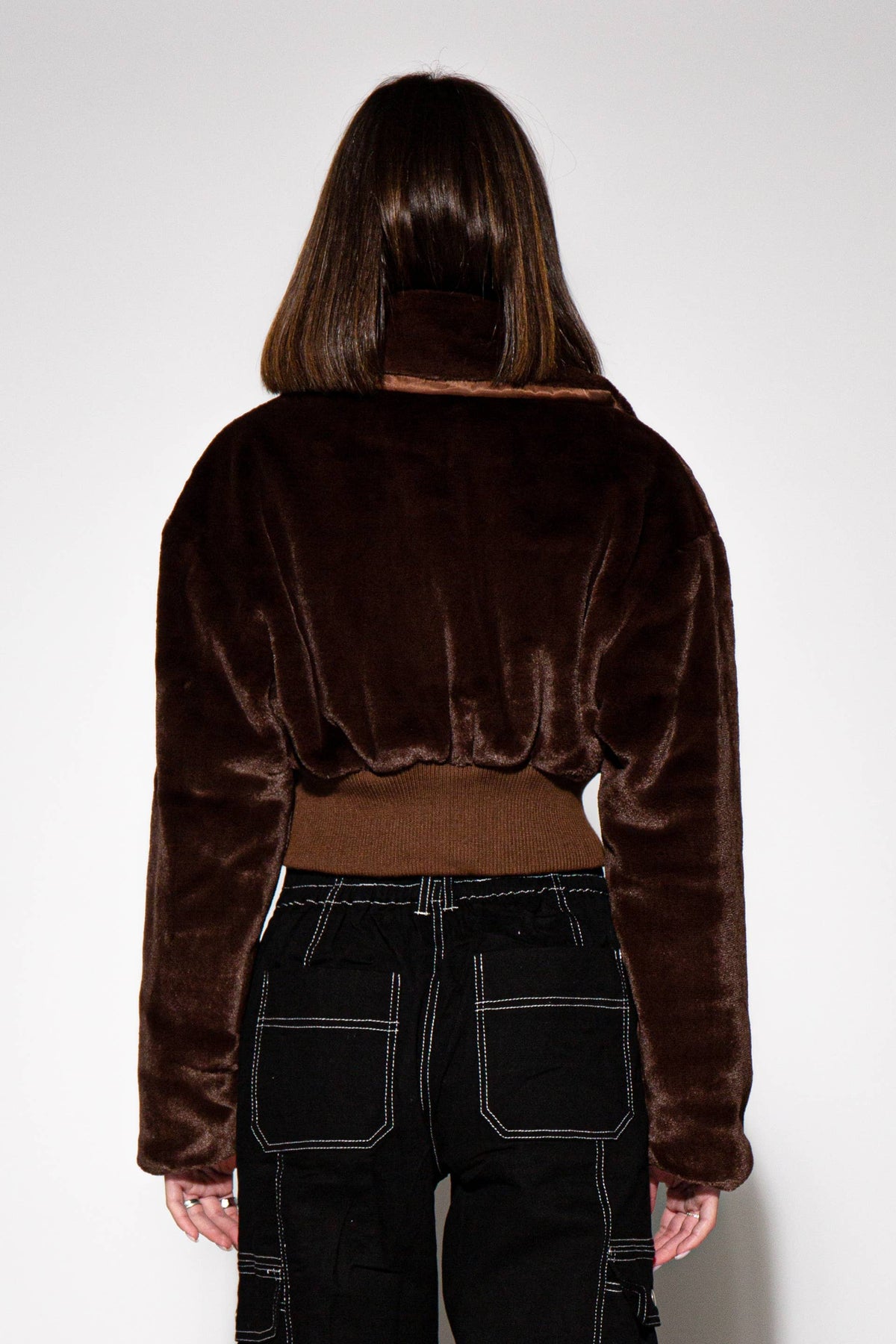 Fuzzy Faux Fur Crop Jacket