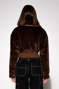 Fuzzy Faux Fur Crop Jacket