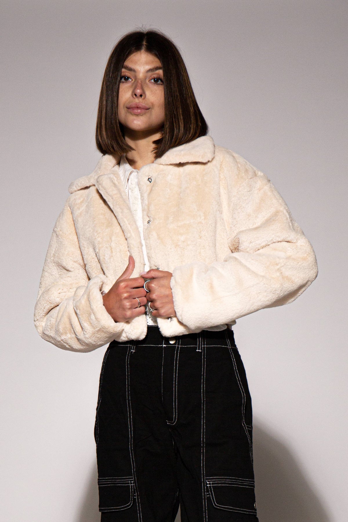 Fuzzy Faux Fur Crop Jacket
