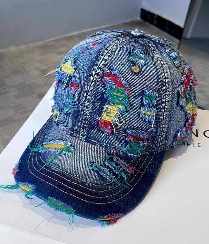 Ripped Denim Baseball Cap