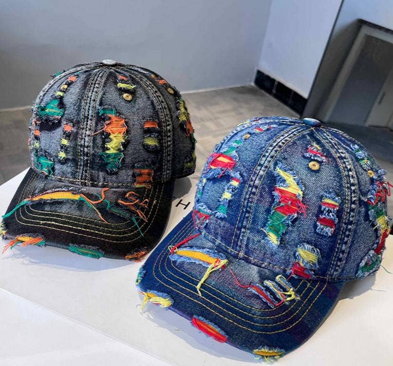 Ripped Denim Baseball Cap