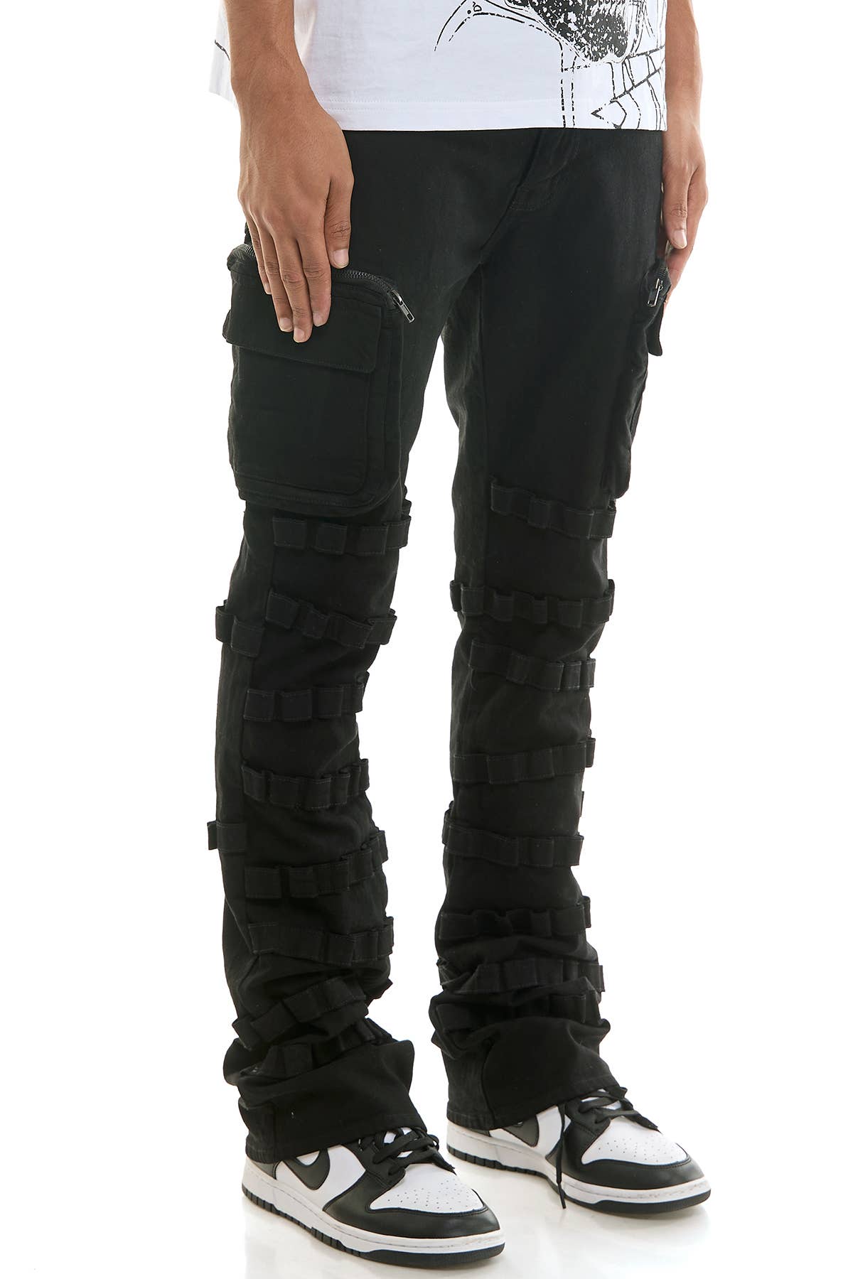 STRAP FLARE JEANS