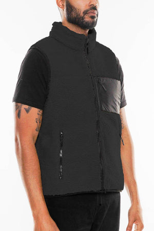 Mens Sleeveless Sherpa Fleece Zip Up Vest