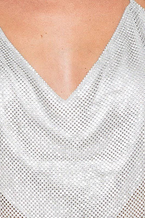 Crop Rhinestone Sexy Halter Bustier