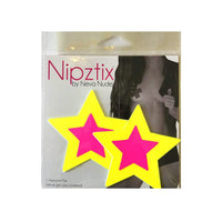 Neon Yellow & Pink Blacklight Double Starburst Starry Nights Nipple Cover Pasties
