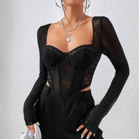 Long Sleeve Mesh Lace Top