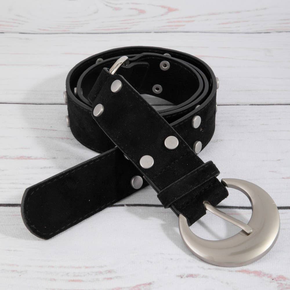Studded Trim Vegan Leather Belt