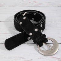 Studded Trim Vegan Leather Belt