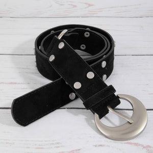 Studded Trim Vegan Leather Belt