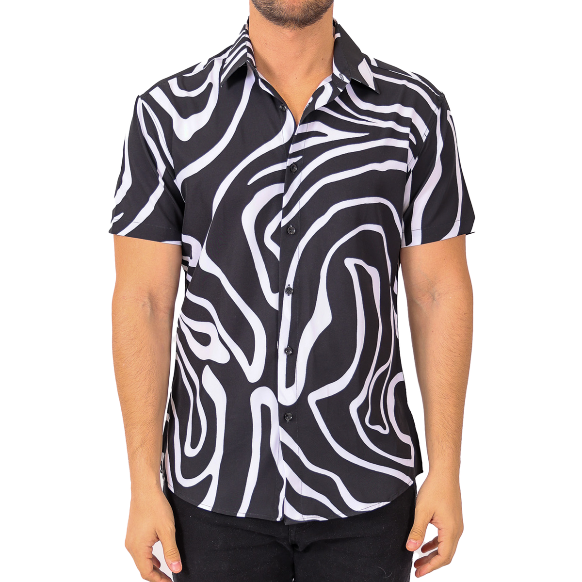 Men’s Black Button Up Short Sleeve Shirt