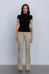 Stretchy flared cargo pants