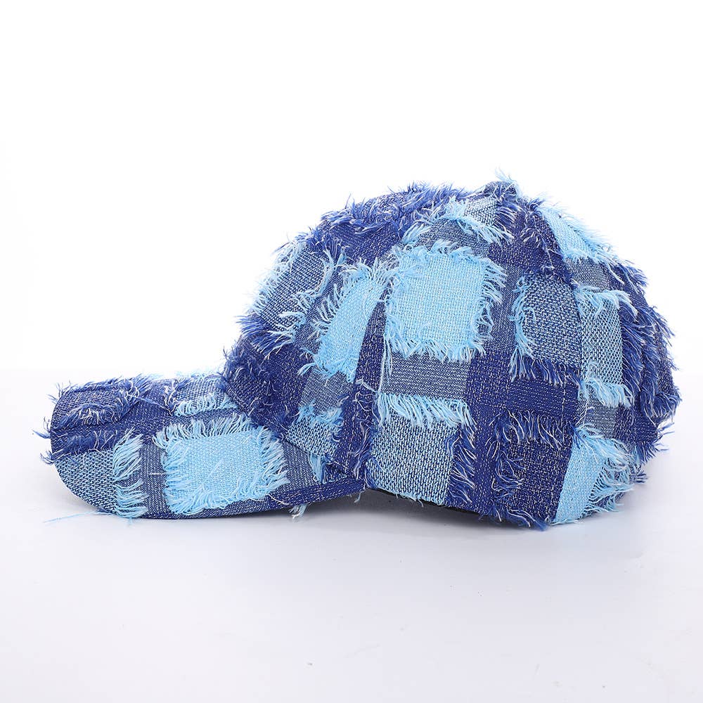 Frayed Plaid Baseball Cap