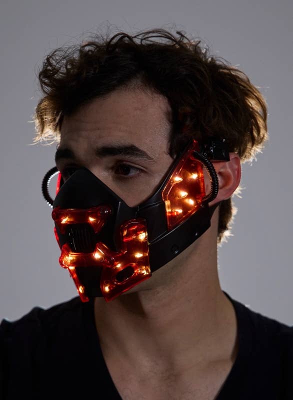 Light-Up Red Cyberpunk  Mask